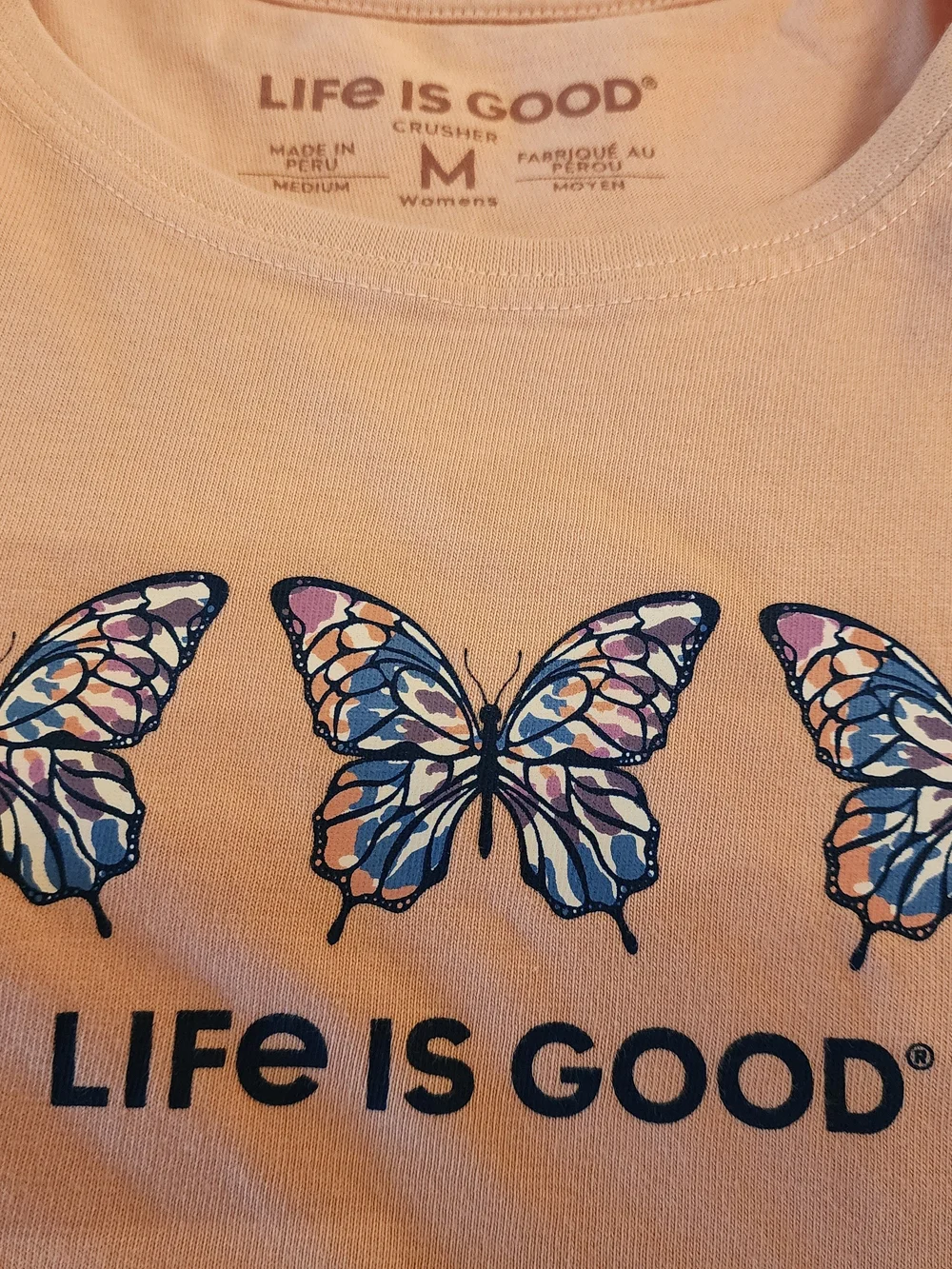 Life is Good Pink Butterfly Graphic Tee - Picture 3 of 5